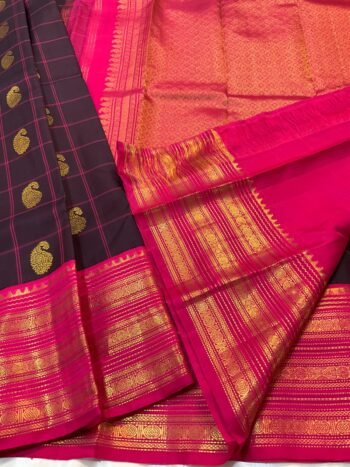 DARK WINE PURPLE SOFT SILK SAREE WITH RANI PINK ZARI BORDER