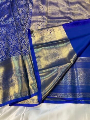 Royal blue full saree Brocade design