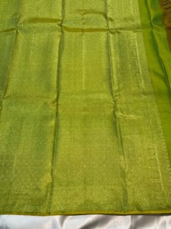 PARROT GREEN SOFT SILK SAREE WITH RICH GOLD ZARI BORDER